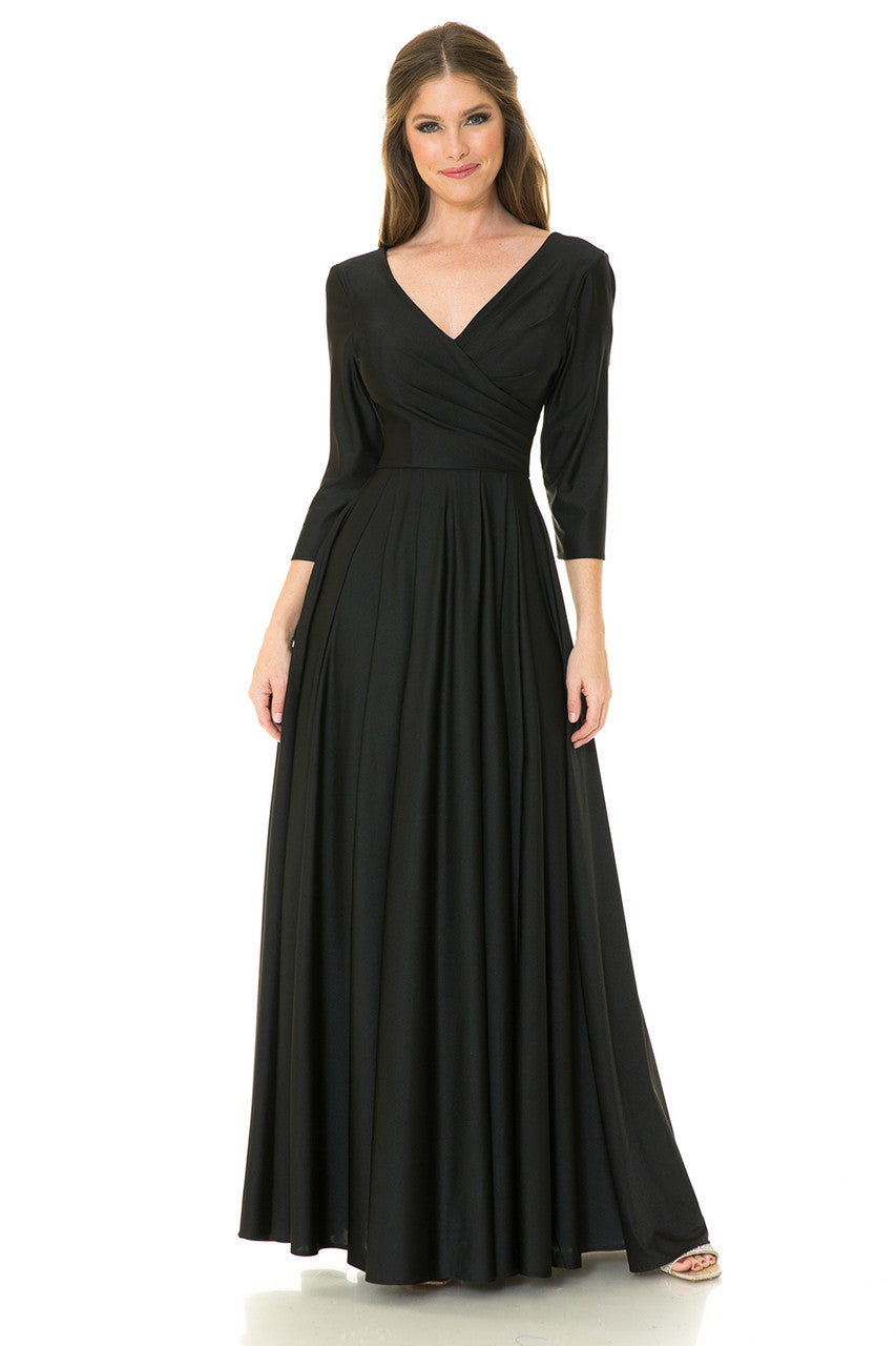 Mother of the Bride Dresses Formal Long Pleated Mother of the Bride Dress Lenovia 5243 Black
