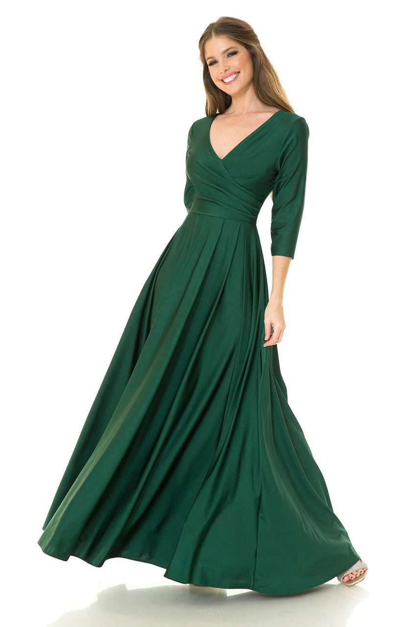 Mother of the Bride Dresses Formal Long Pleated Mother of the Bride Dress Lenovia 5243 Hunter Green