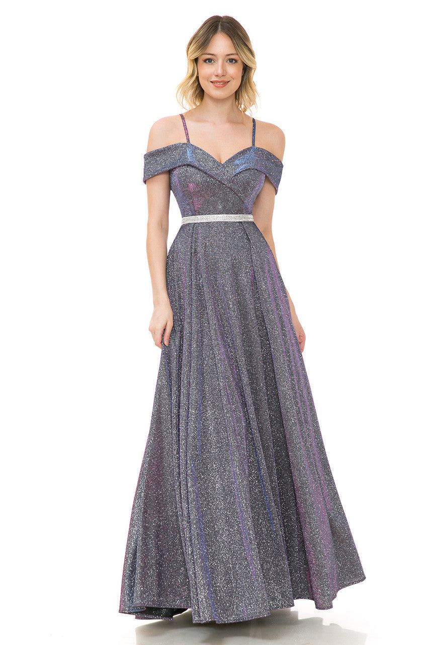 Prom Dresses Long Pleated Formal Metallic Prom Dress Lenovia 5236 Purple
