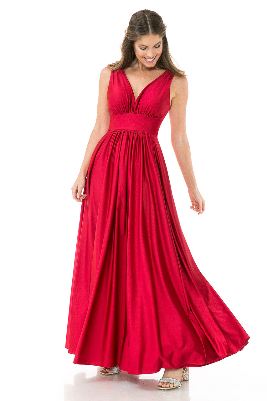 Prom Dresses A Line Pleated Formal Long Dress Lenovia 5232 Red