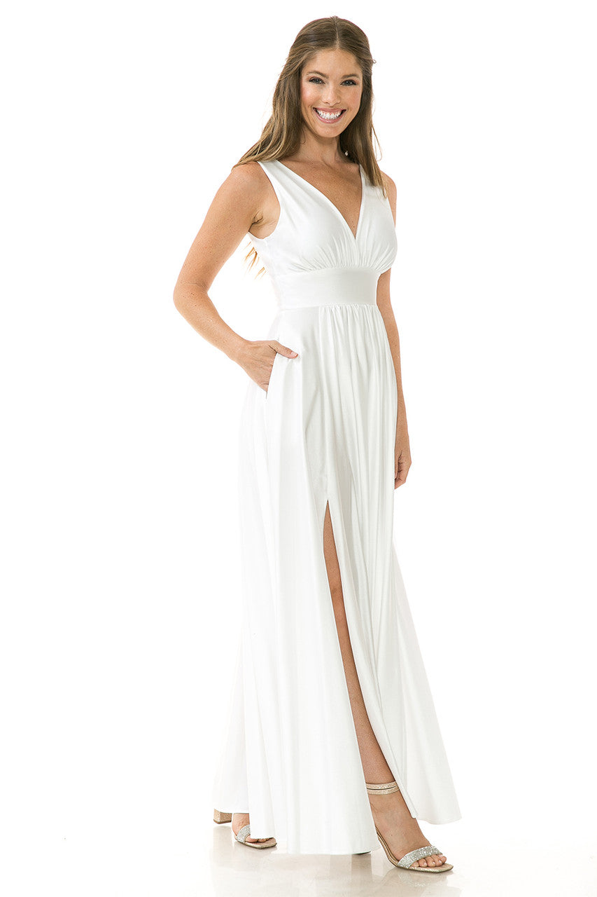 Wedding Dresses Pleated Bridal A Line Long Wedding Dress Lenovia 5232 Ivory