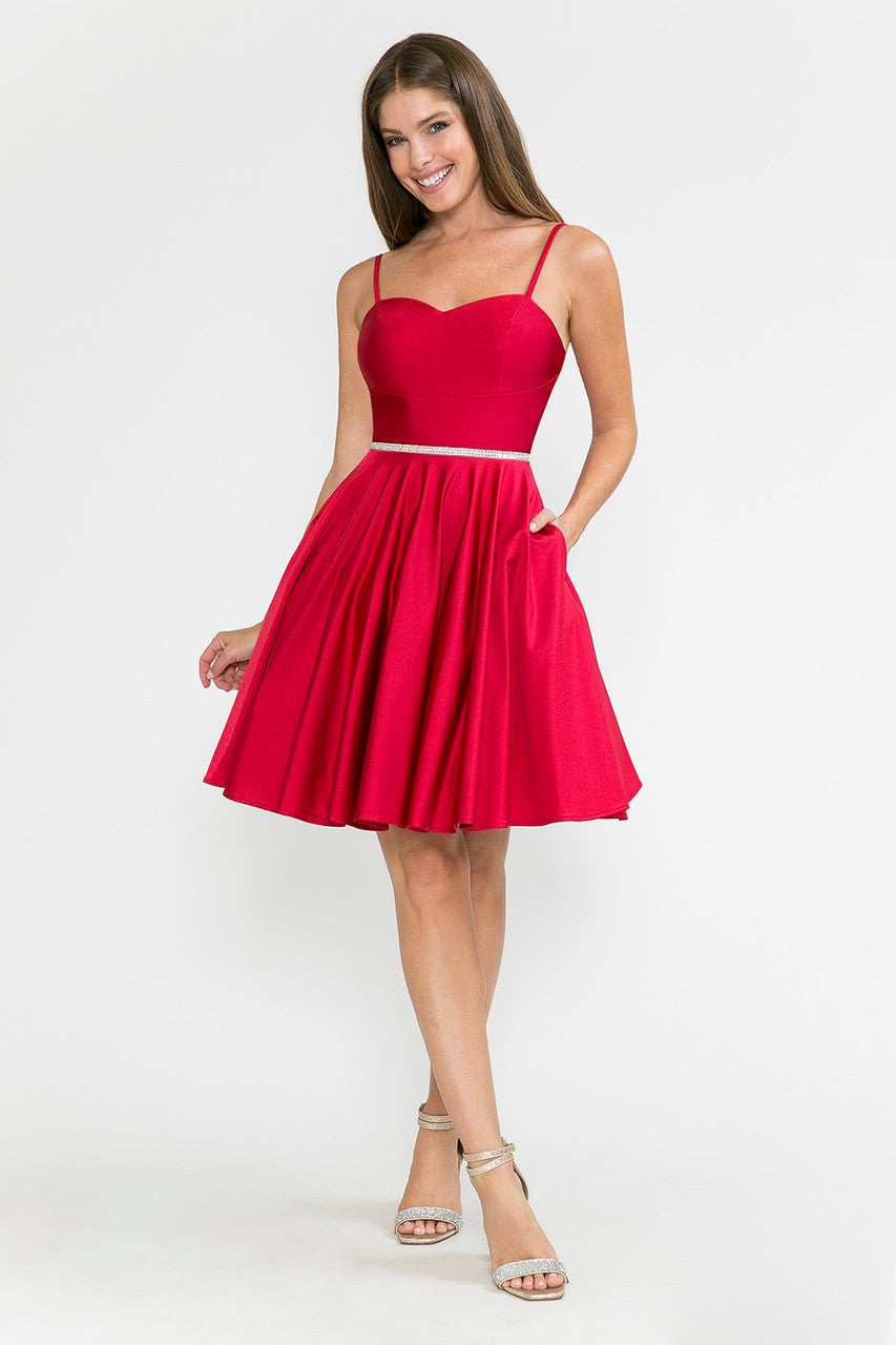 Cocktail Dresses Short Mini Cocktail A Line Dress Lenovia 5261 Red