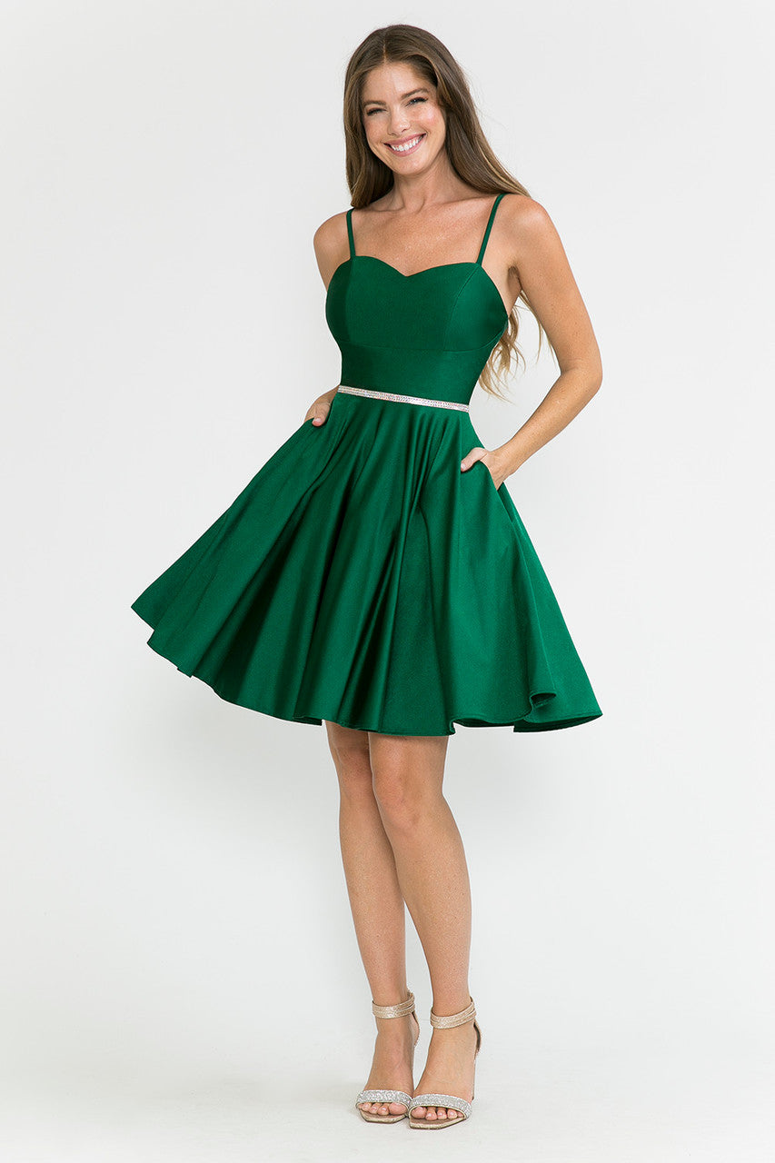 Cocktail Dresses Short Mini Cocktail A Line Dress Lenovia 5261 Hunter Green