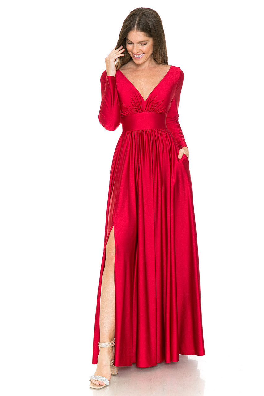 Formal Dresses Long Sleeve A Line Formal Dress Lenovia 5231 Red