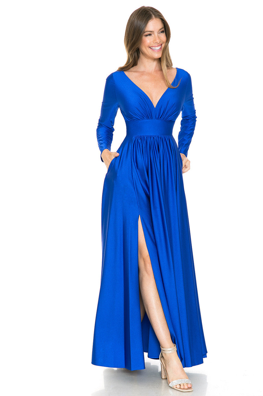 Formal Dresses Long Sleeve A Line Formal Dress Lenovia 5231 Royal Blue