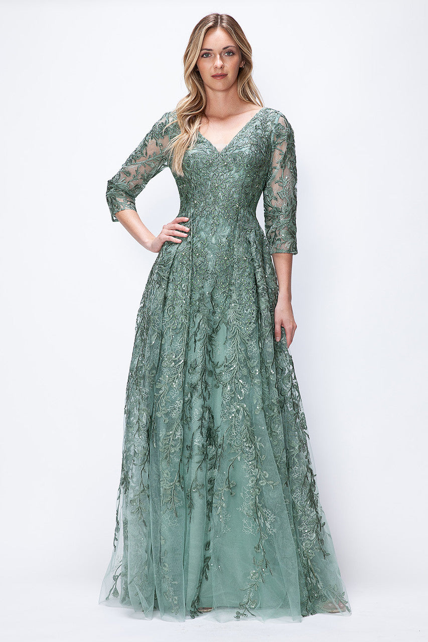 Mother of the Bride Dresses Long Formal Lace Mother of the Bride Dress Lenovia 8356 Sage