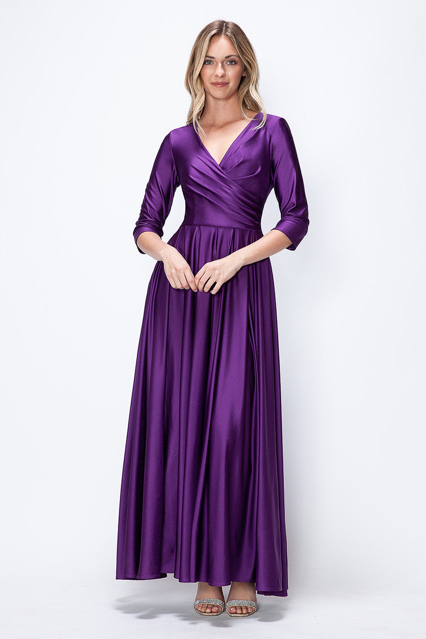 Mother of the Bride Dresses Formal Long Pleated Mother of the Bride Dress Lenovia 5243 Grape