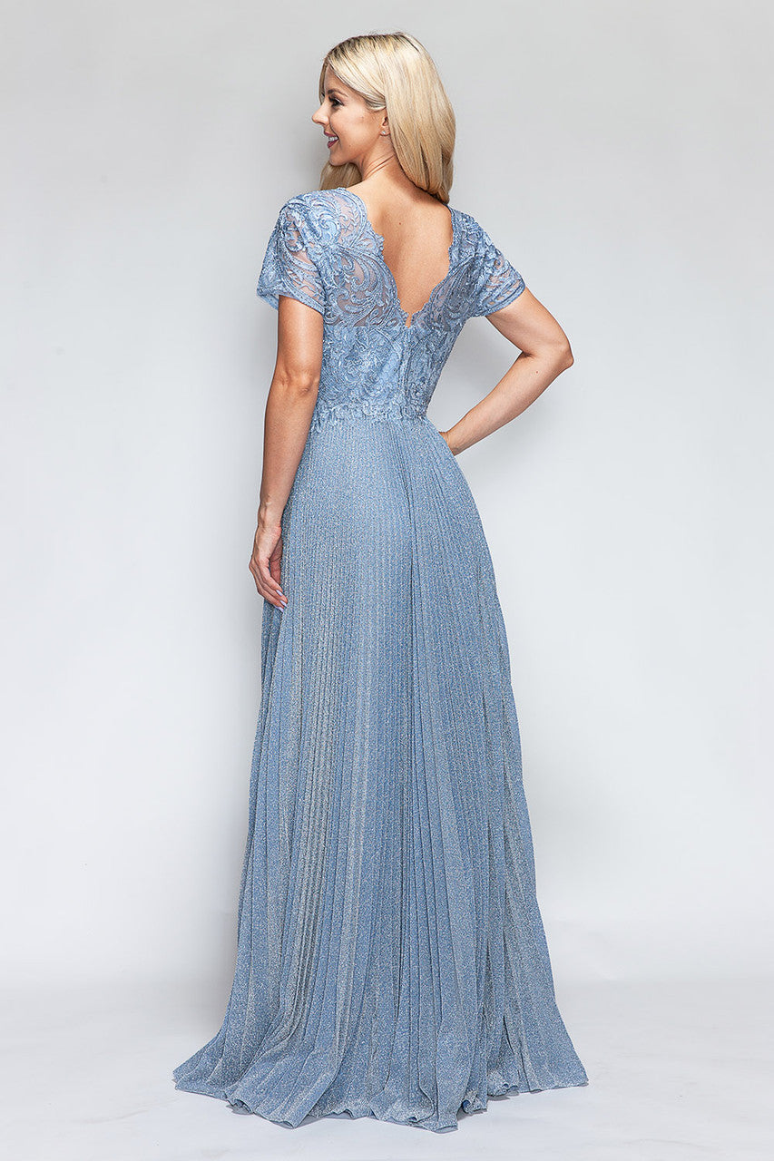Mother of the Bride Dresses Long Formal Pleated Mother of the Bride Dress Lenovia 8139 Perry Blue