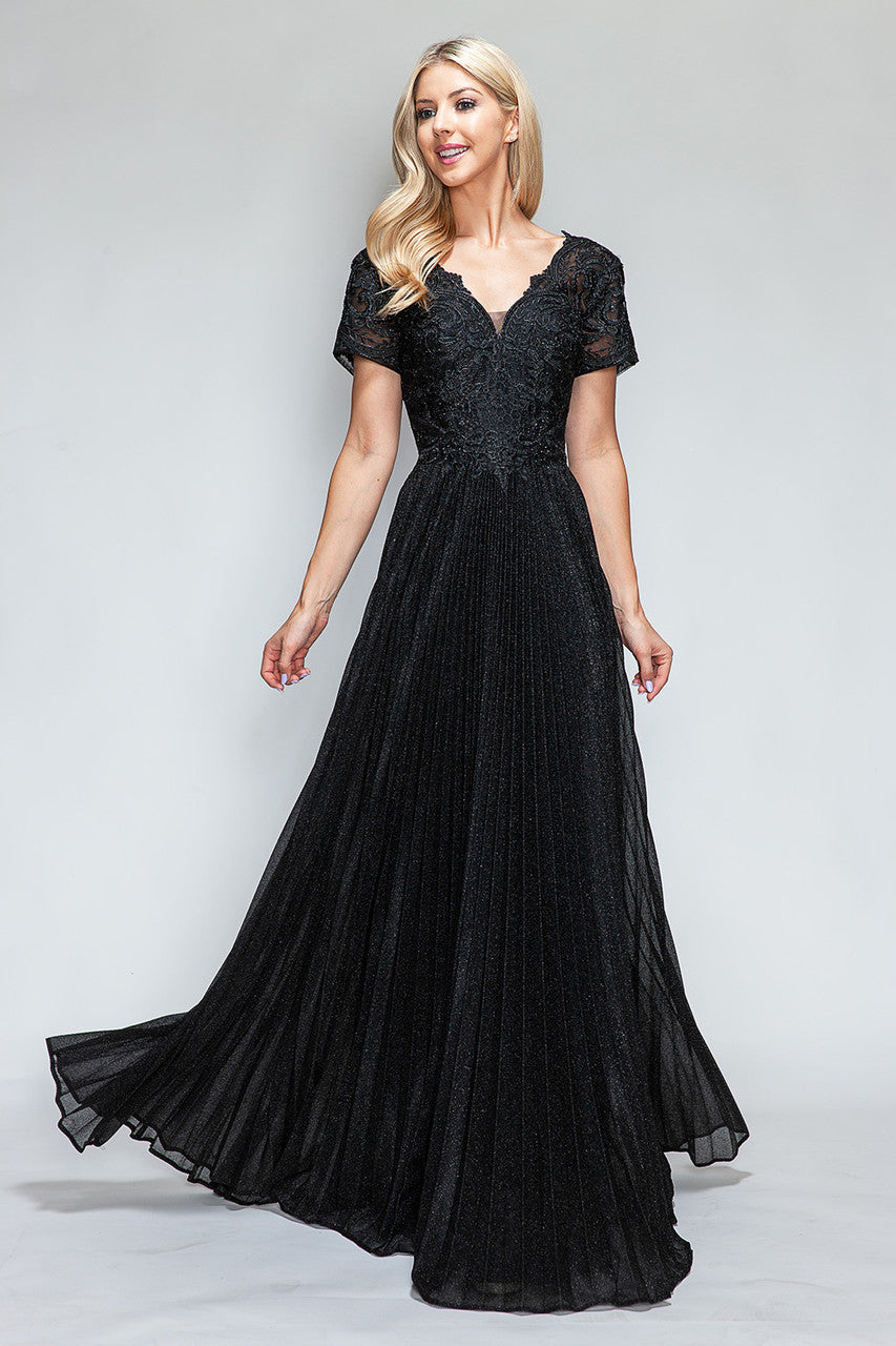 Mother of the Bride Dresses Long Formal Pleated Mother of the Bride Dress Lenovia 8139 Black
