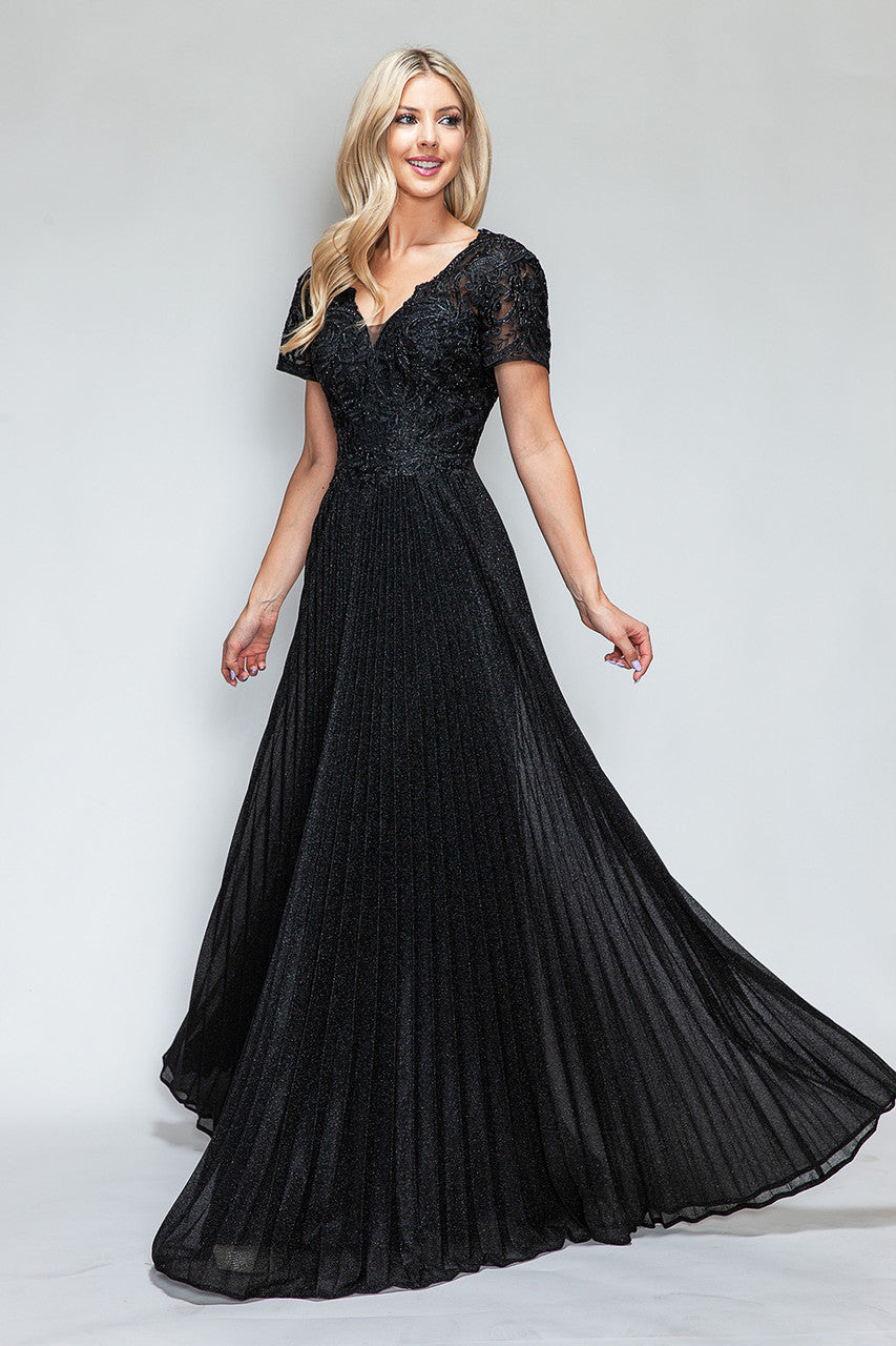 Mother of the Bride Dresses Long Formal Pleated Mother of the Bride Dress Lenovia 8139 Black
