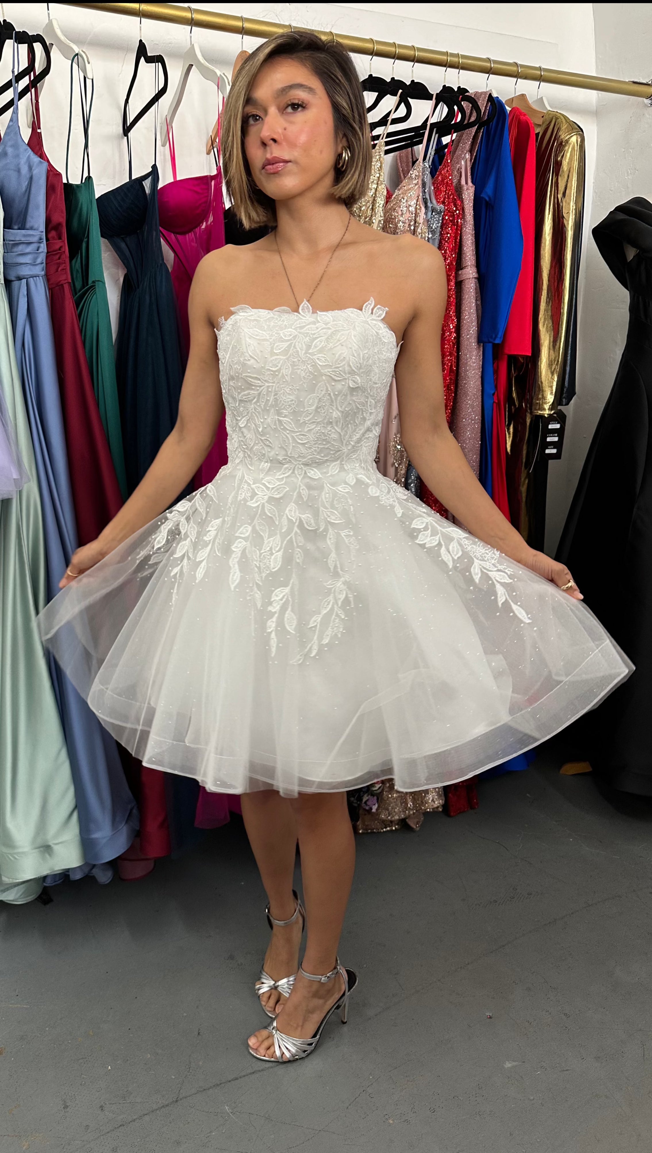 White Short Strapless Homecoming Dress Sale