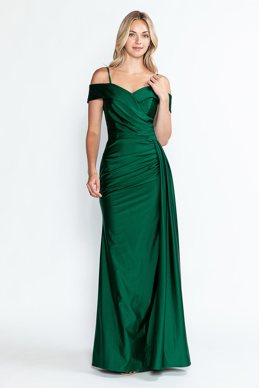 Prom Dresses Long Prom Formal Pleated Slit Dress Lenovia 5320 Hunter Green