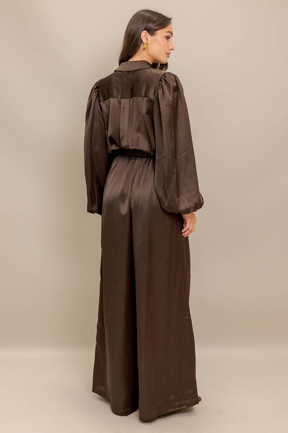 Jumpsuit Long Sleeve Formal Jumpsuit Brown
