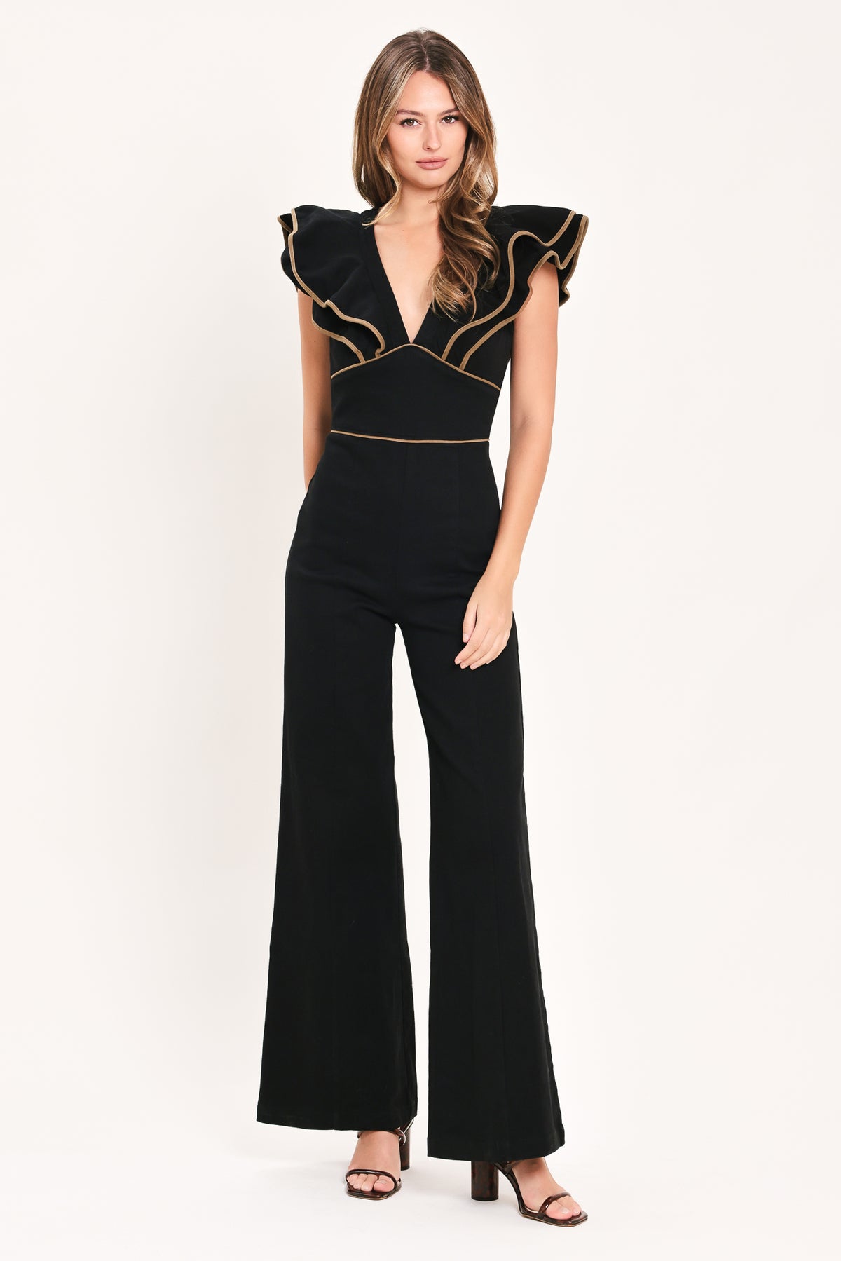 V-Neck Floor-Length Scuba Occasion Fit & Flare Flying Tomato IP9388