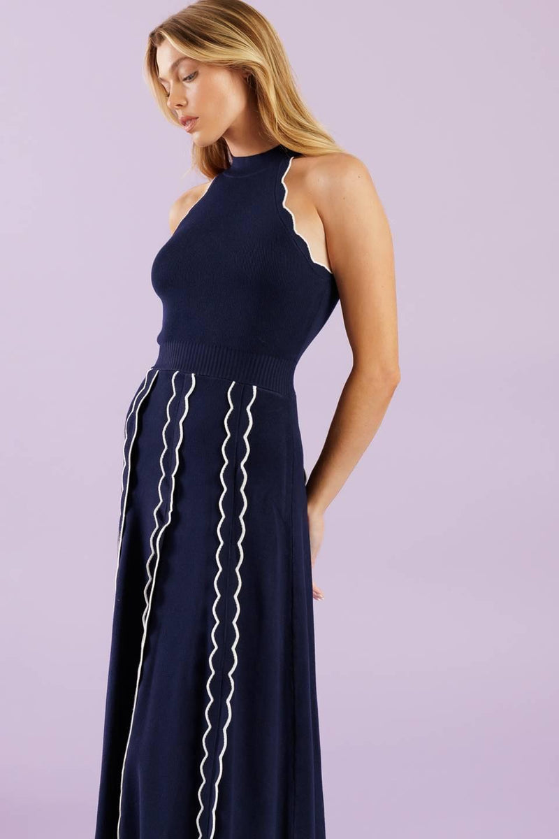 Halter Midi Jersey Cocktail A-Line Dress Flying Tomato ISW5351