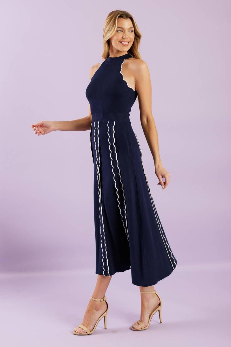 Halter Midi Jersey Cocktail A-Line Dress Flying Tomato ISW5351