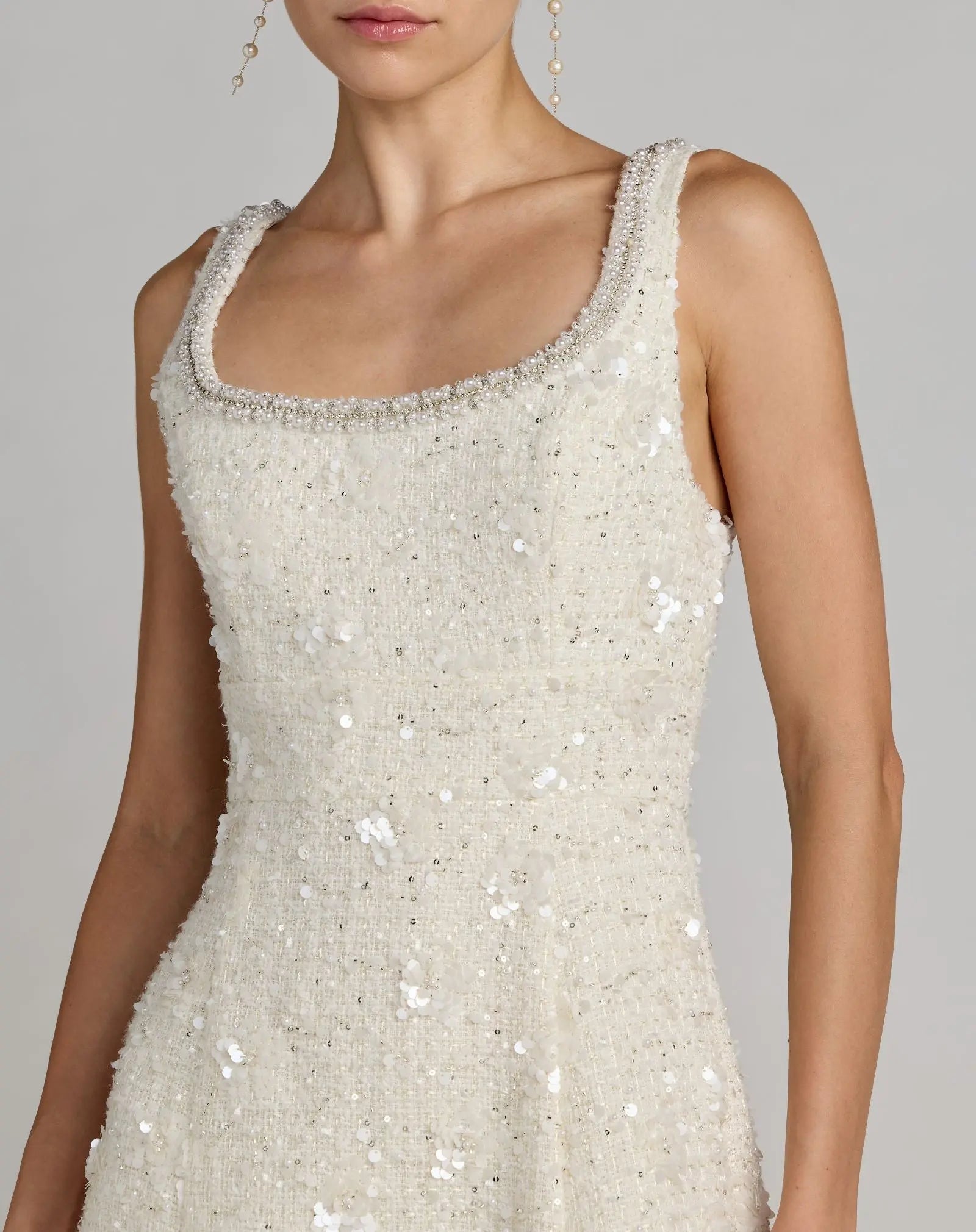 Wedding Dresses Midi Beaded Wedding Dress - A Line - Mac Duggal 56371 Ivory-Boucle-56371-A Line