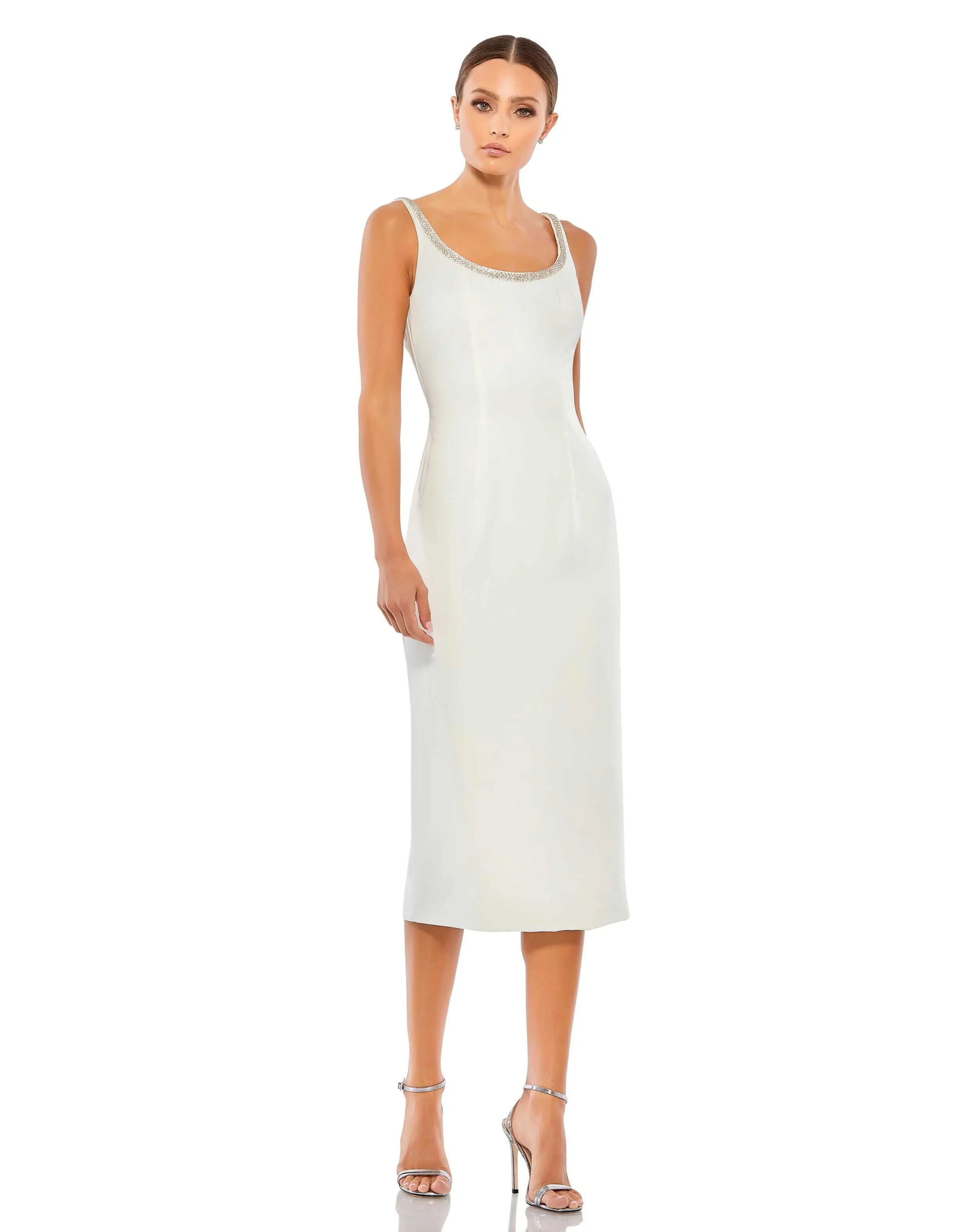 Wedding Dresses Midi Fitted Wedding Dress - Fitted - Mac Duggal 26681 Ivory-Crepe-26681-Fitted