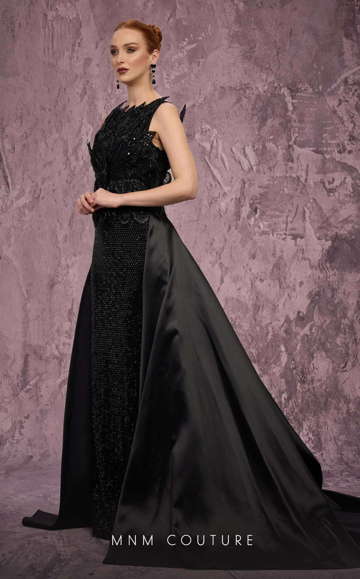 Crew/High-Neck Floor-Length Sequin Evening Sheath MNM Couture J03186
