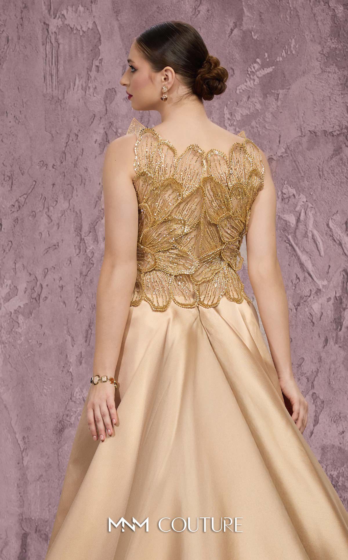 Crew/High-Neck Floor-Length Sequin Evening Sheath MNM Couture J03186