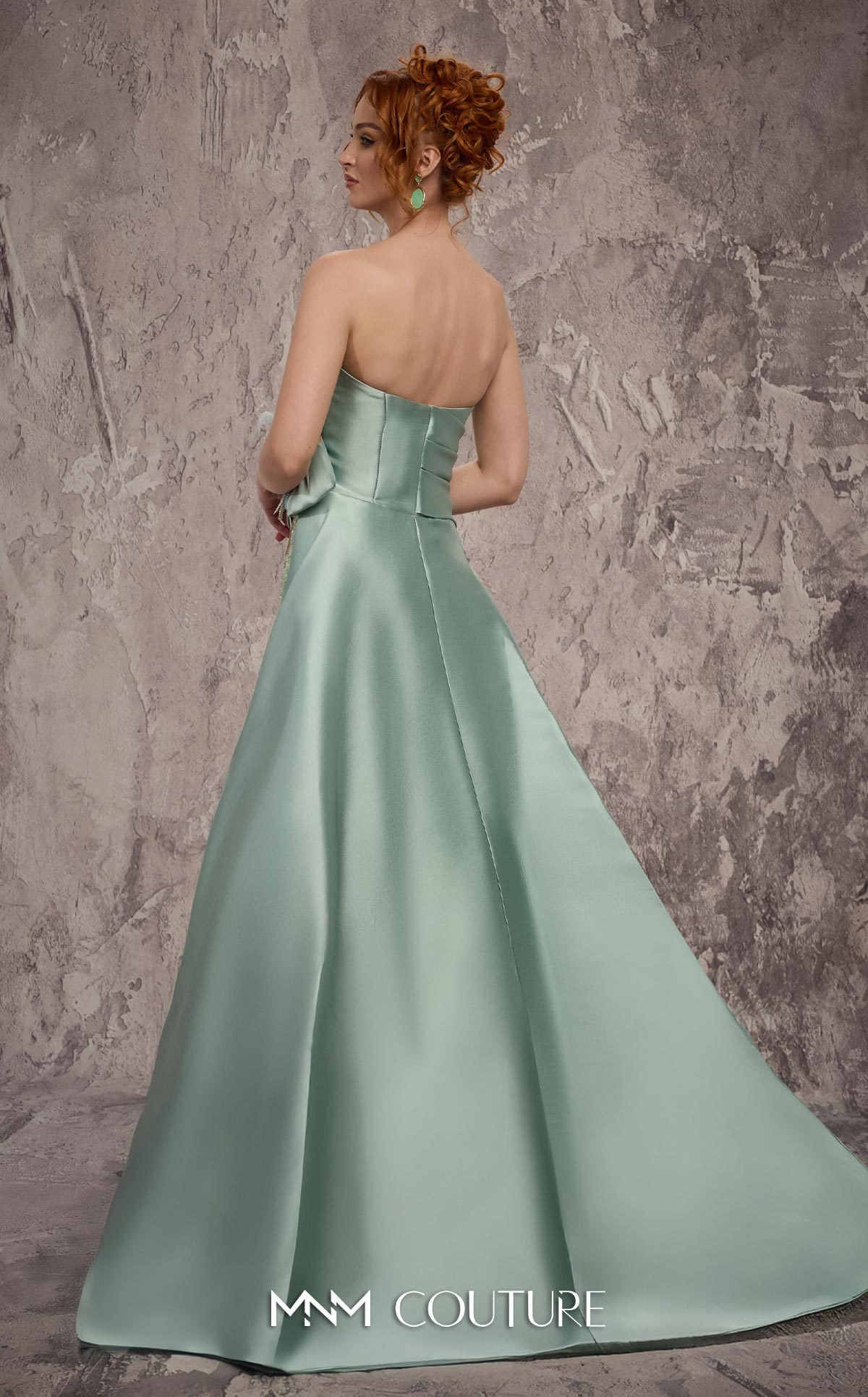 Strapless Gown Embellished Formal Dress by MNM Couture J03497 in Gold Mint