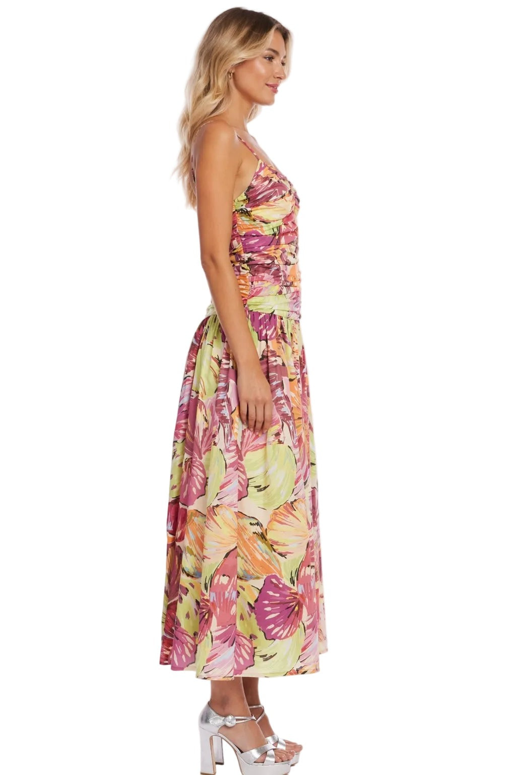 Jewel by Badgley Mischka Printed Spaghetti Strap Cotton Day Dress J0815