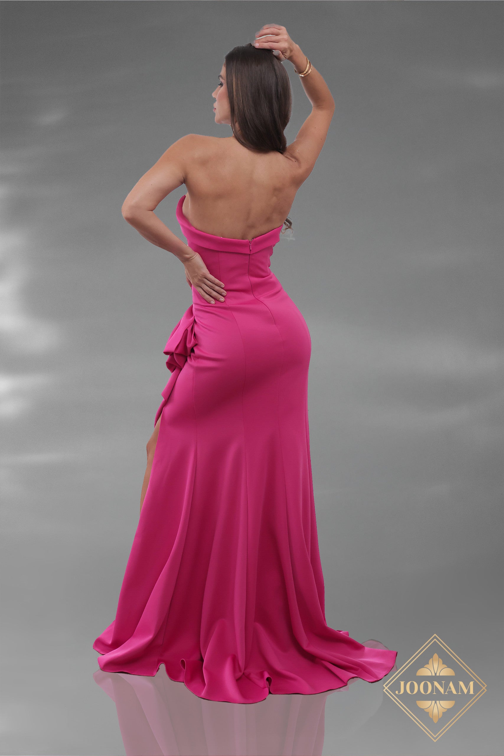 Prom Dresses Ruffle Long Prom Formal Dress Fuchsia