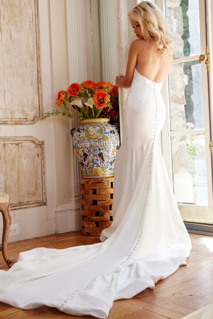 Wedding Dresses Pleated Long Wedding Dress Off-White