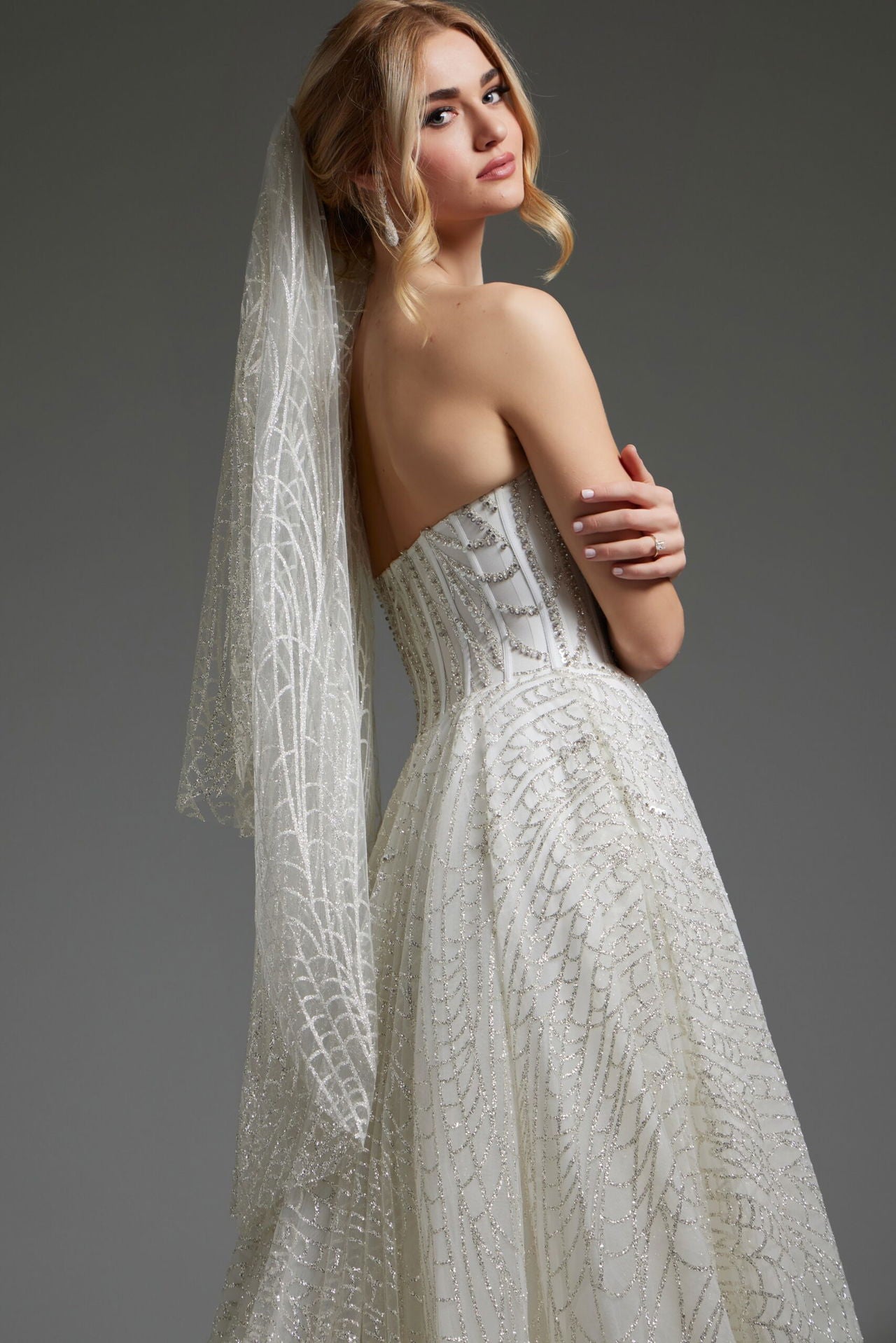 Wedding Dresses Long A Line Beaded Wedding Dress Ivory Silver
