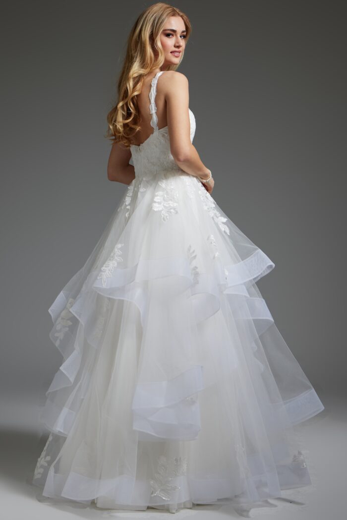Wedding Dresses Long Layered Bridal Gown A Line Wedding Dress Off-White