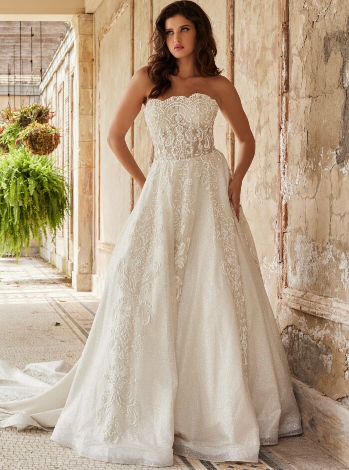 Wedding Dresses Ball Gown Glitter Long Lace Wedding Dress Off-White
