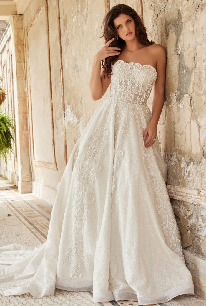 Wedding Dresses Ball Gown Glitter Long Lace Wedding Dress Off-White