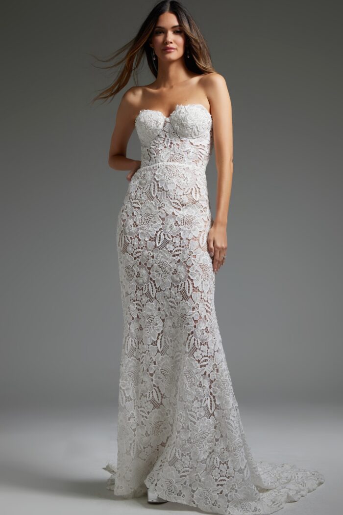 Wedding Dresses Long Bridal Gown Corset Lace Wedding Dress Off-White