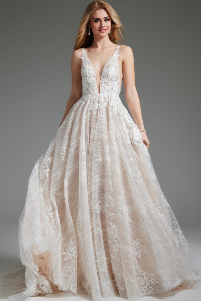 Wedding Dresses Long A Line Beaded Wedding Dress Ivory