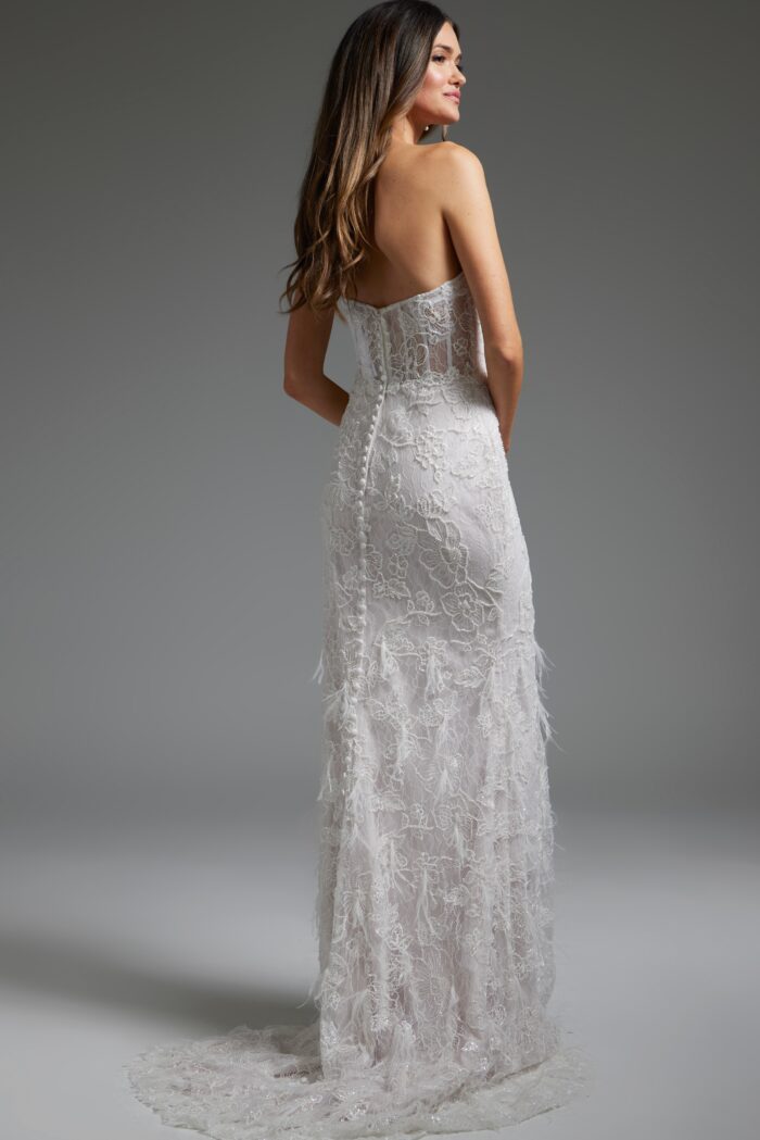 Wedding Dresses Lace Bridal Gown Long Beaded Fit Wedding Dress Off-White