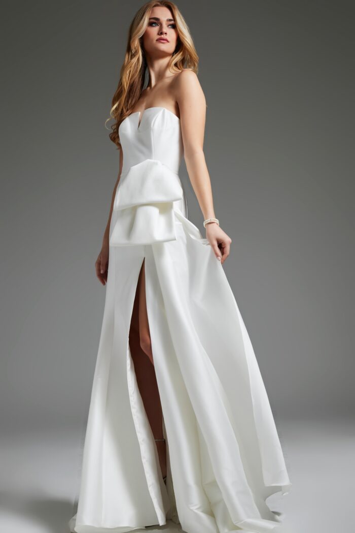 Wedding Dresses High Slit Bridal Long Wedding Dress Off-White