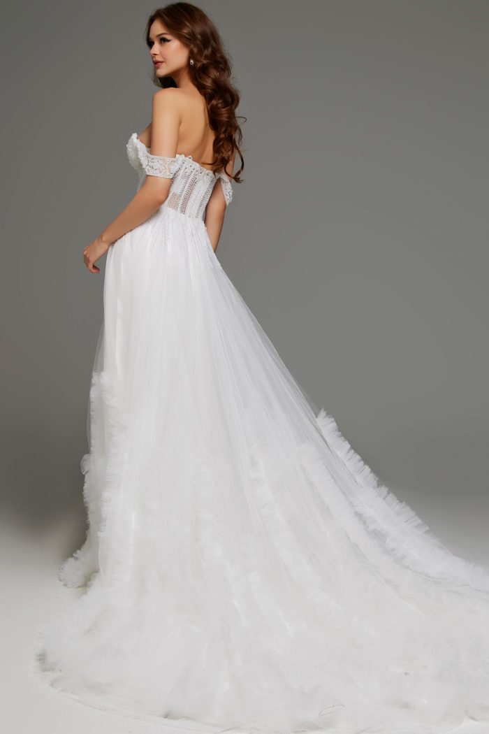 Wedding Dresses Briddal Gown Long Ruffle Wedding Dress Off-White