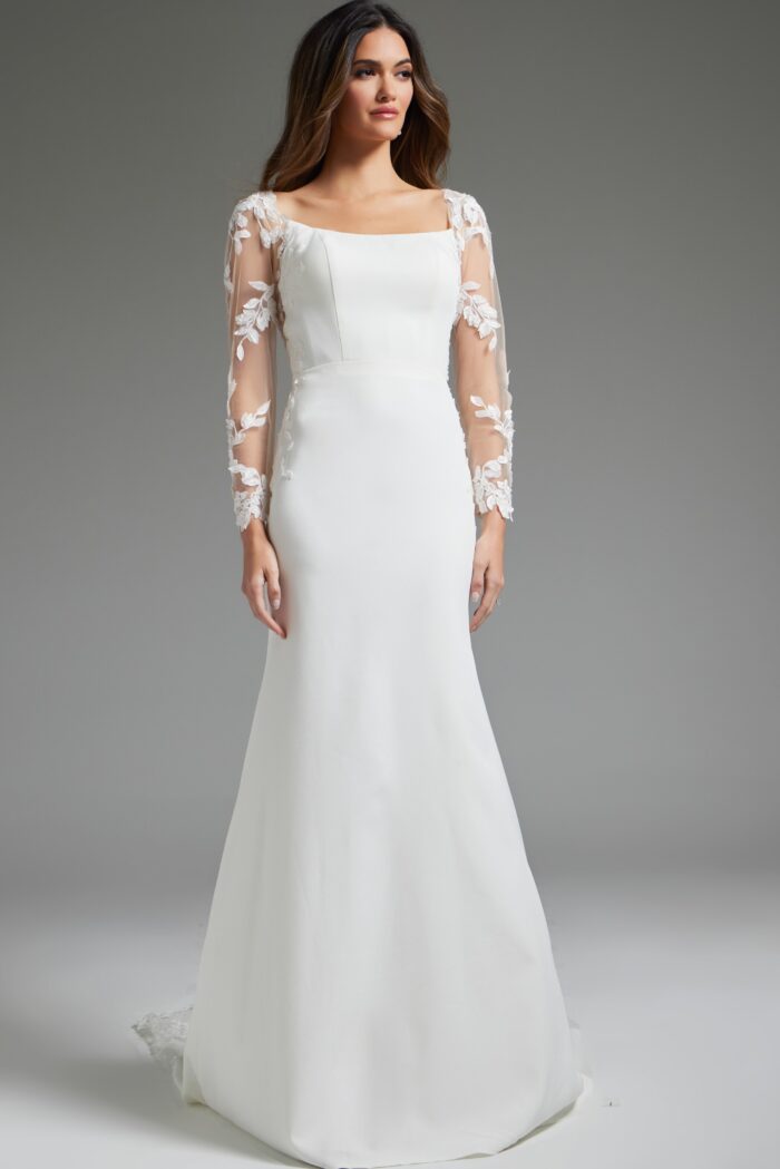 Wedding Dresses Sheath Bridal Gown Long Wedding Dress Ivory/Nude
