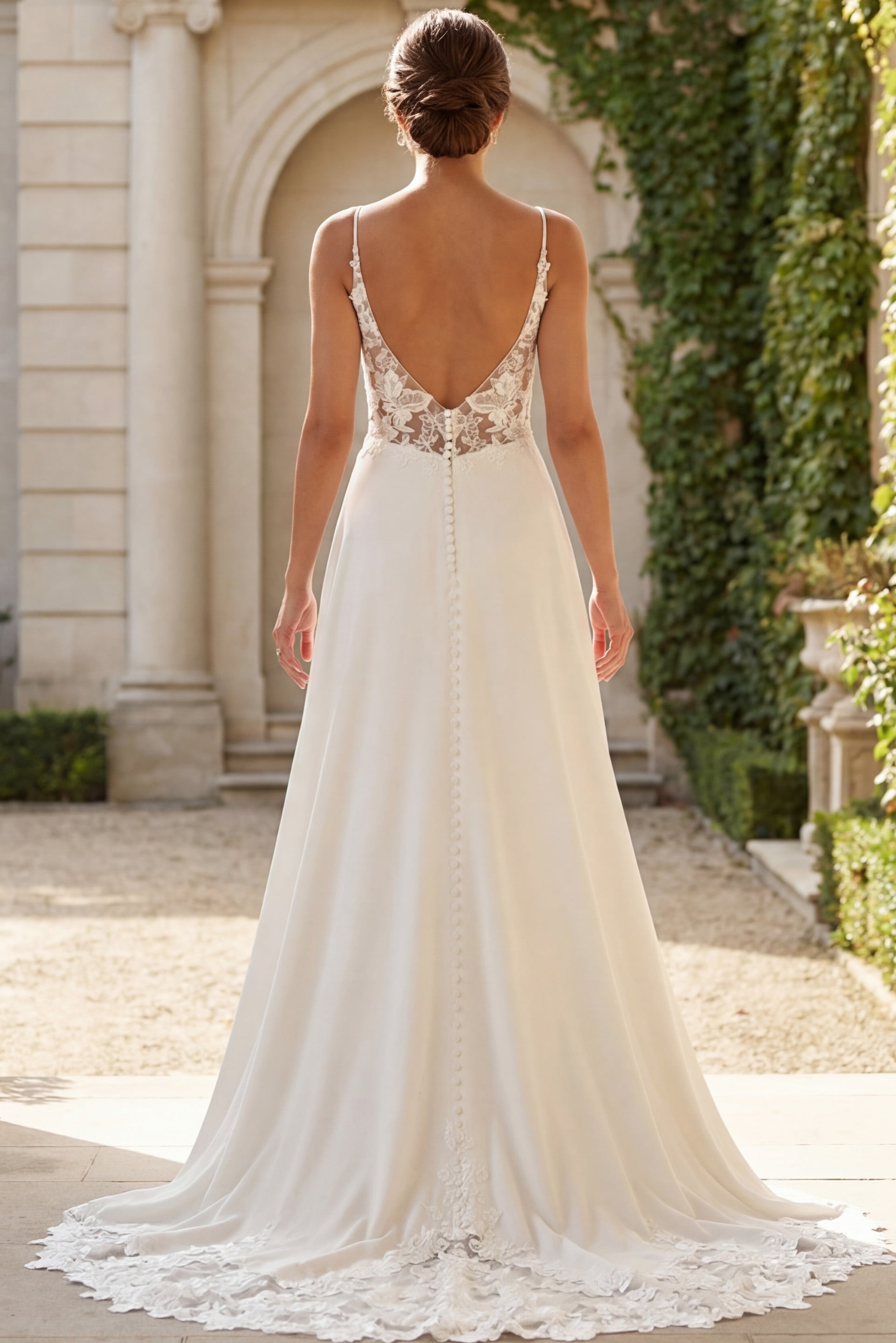 V-Neck Floor-Length Chiffon Wedding A-Line Gown Jovani JB43320