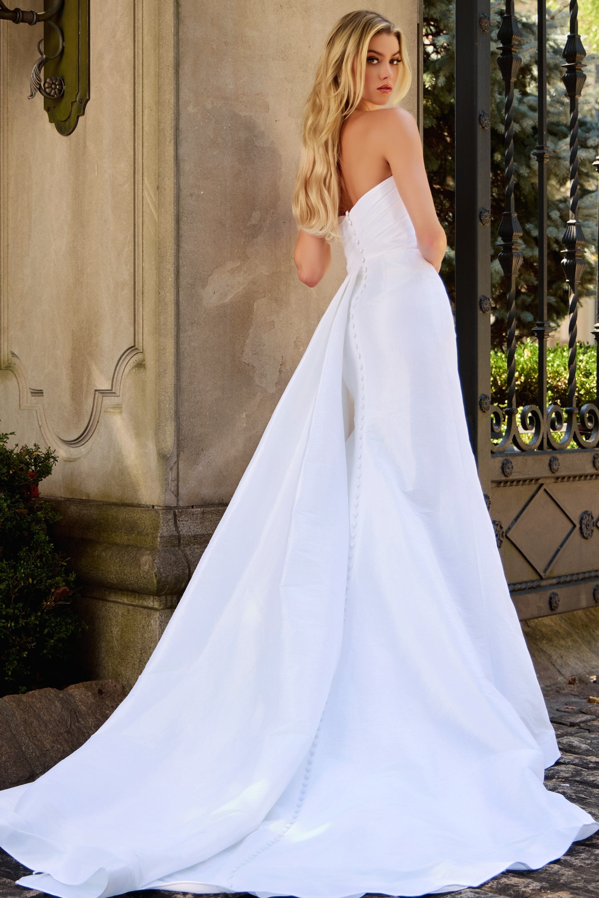 Strapless Floor-Length Crepe Wedding Mermaid Gown Jovani JB43622
