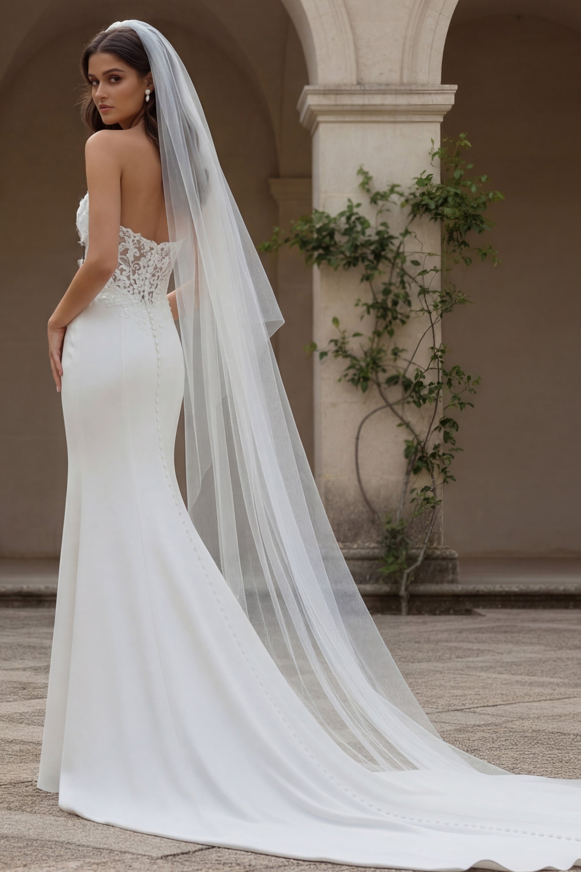 Strapless Floor-Length Crepe Wedding Mermaid Gown Jovani JB43816