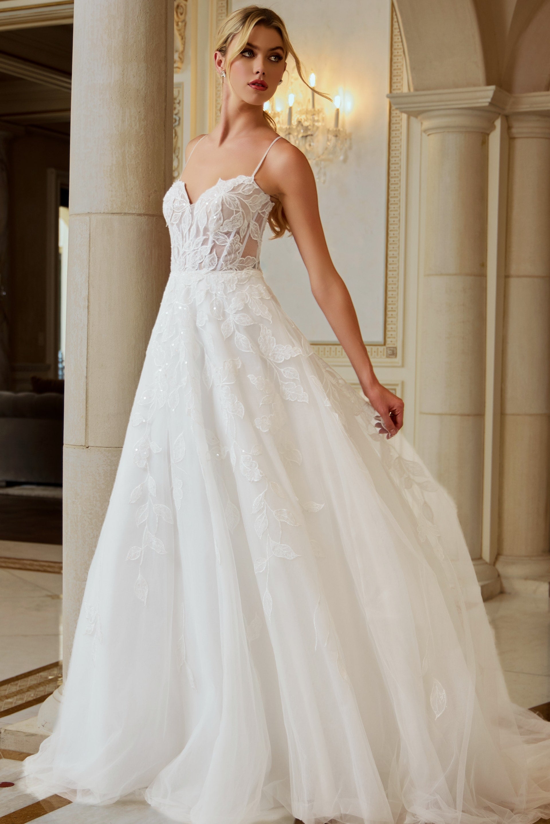 Sweetheart Floor-Length Tulle Bridal A-Line Wedding Gown Jovani JB43863