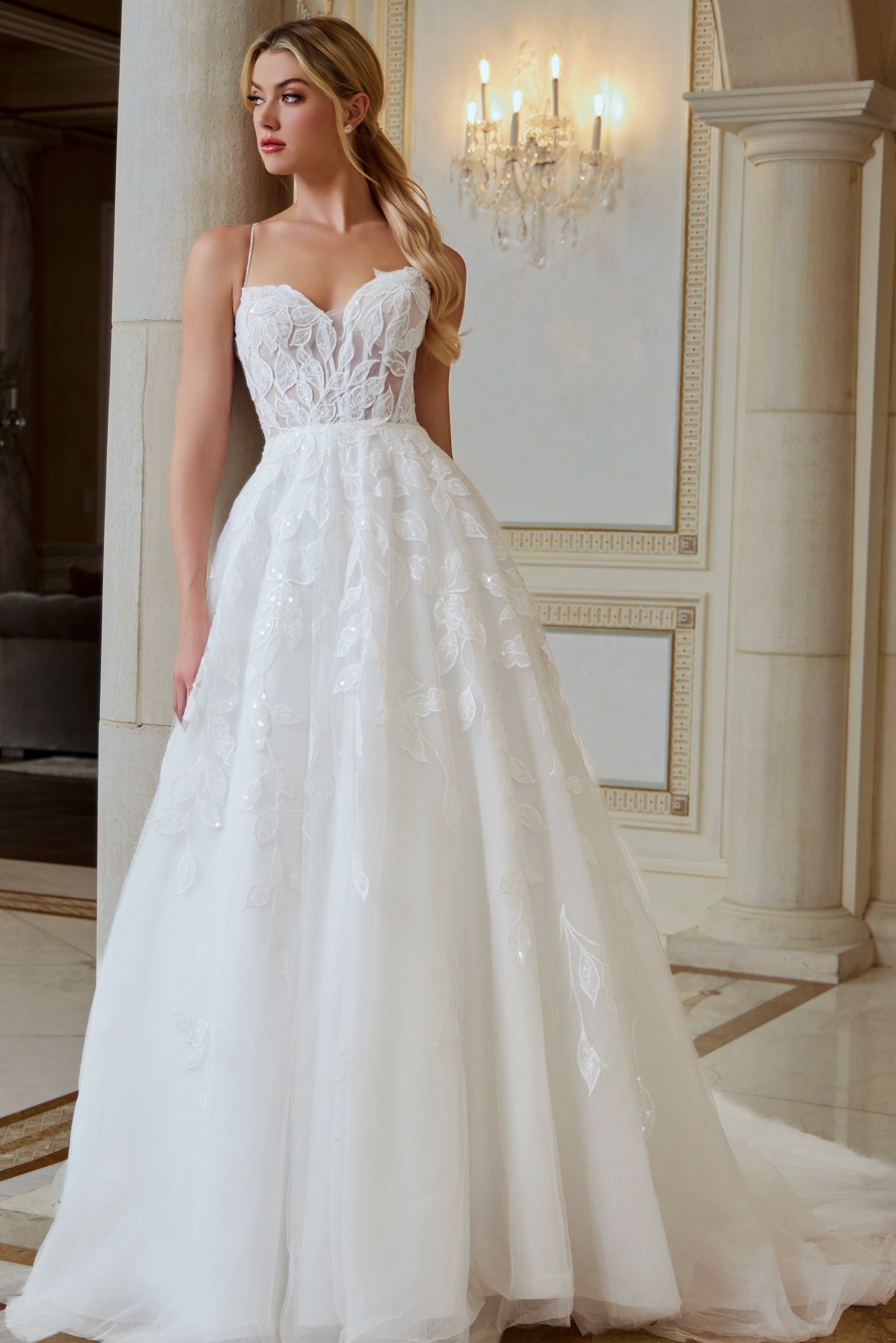 Sweetheart Floor-Length Tulle Bridal A-Line Wedding Gown Jovani JB43863