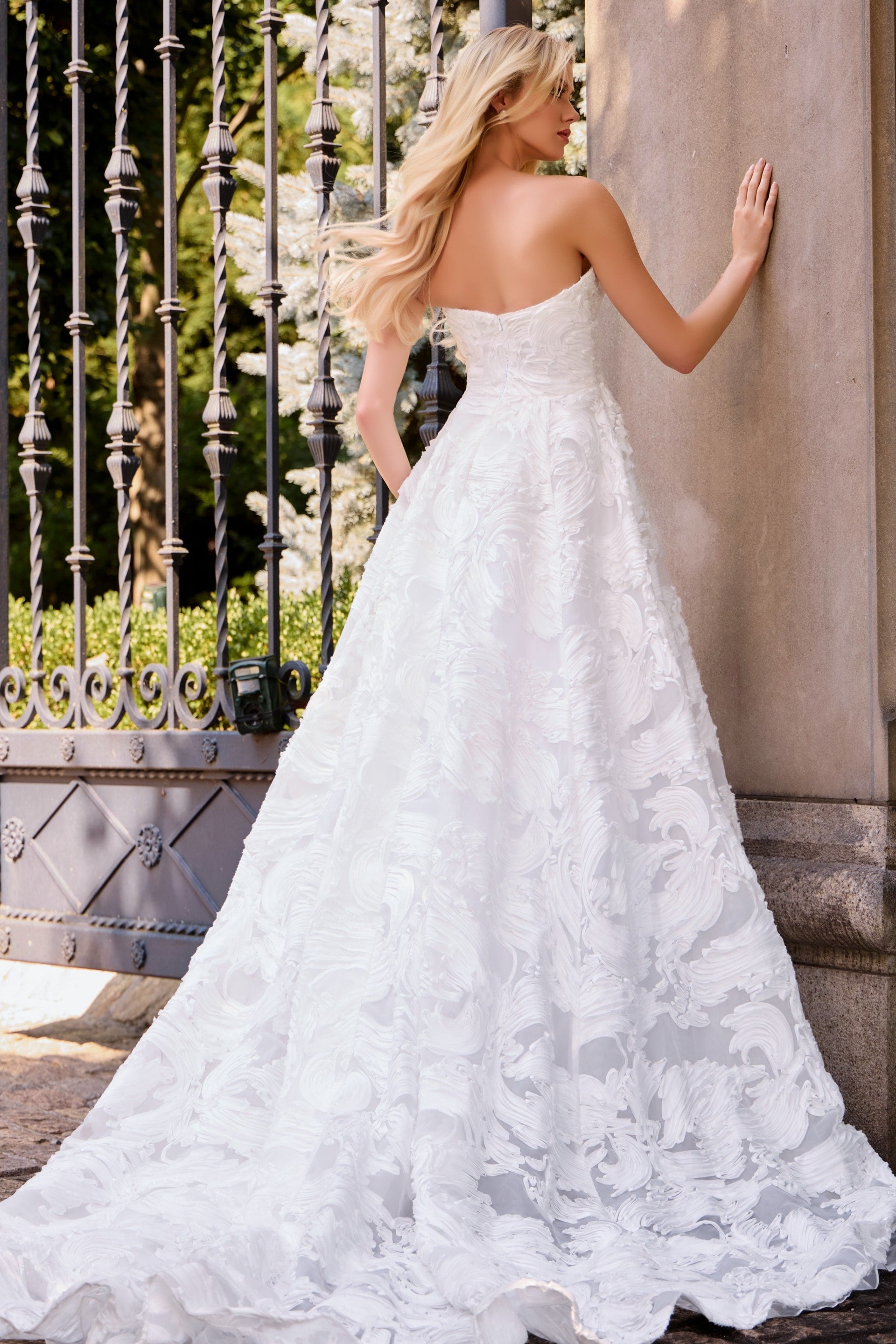 Strapless Floor-Length Lace Wedding Ball Gown Jovani JB44115