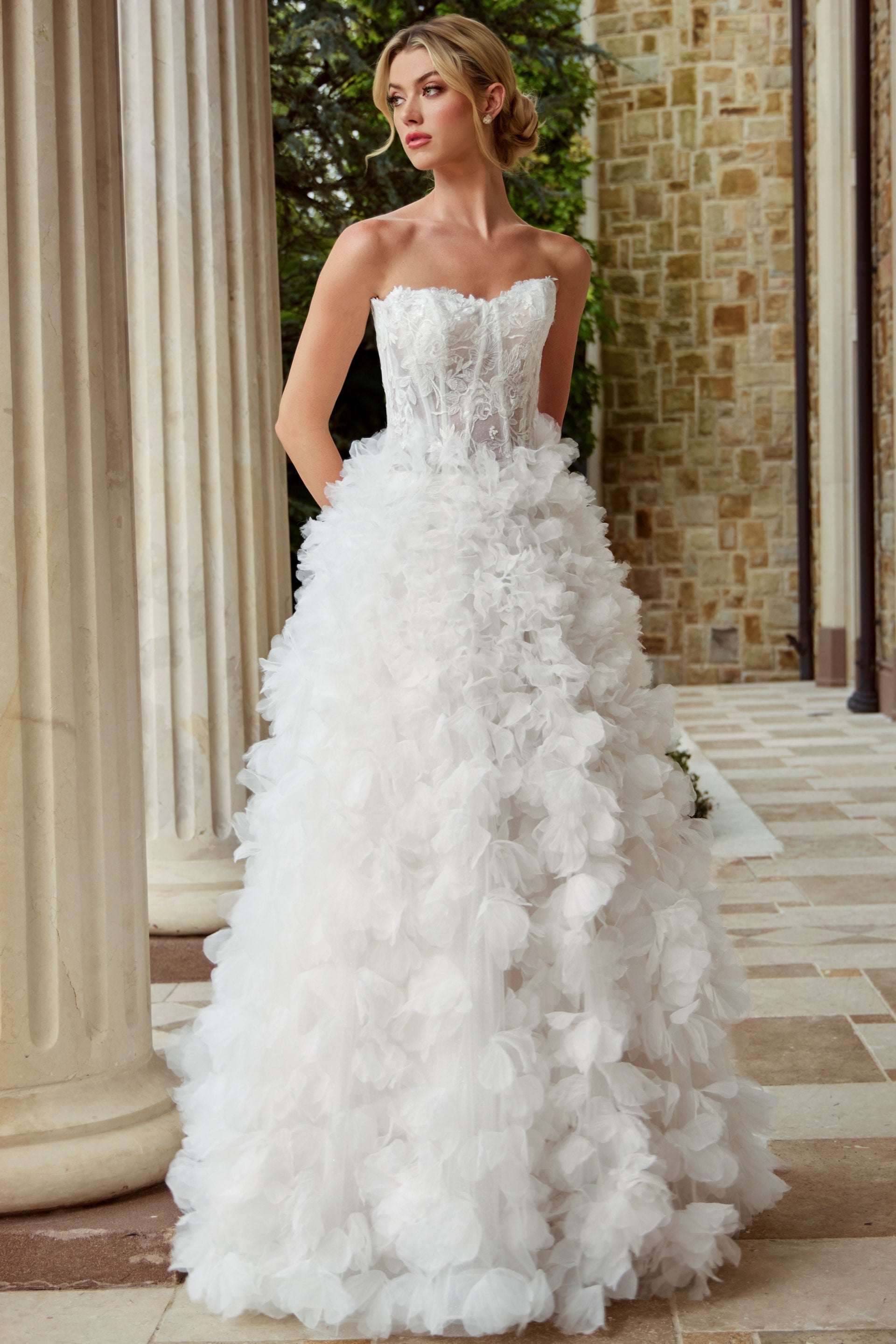 Strapless Floor-Length Tulle Wedding Ball Gown Jovani JB44604