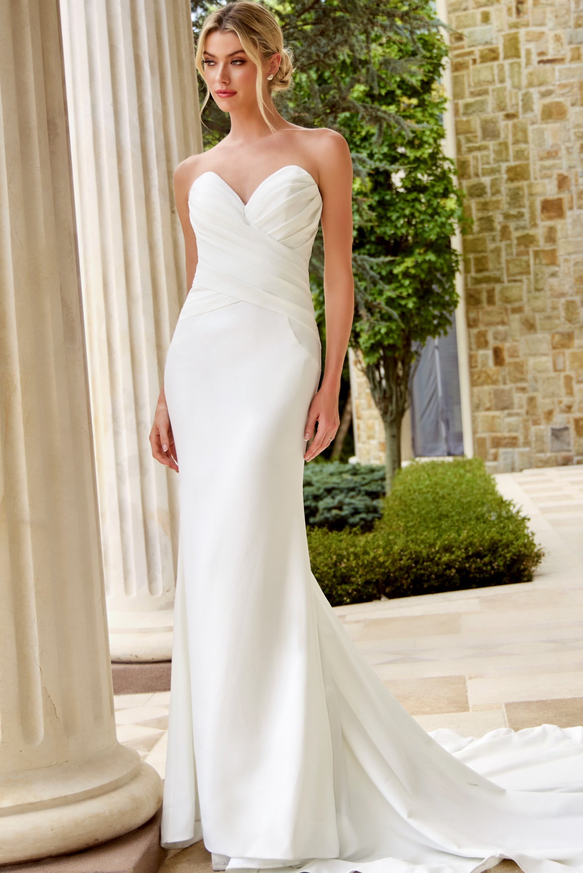 Strapless Floor-Length Satin Wedding Mermaid Gown Jovani JB45112