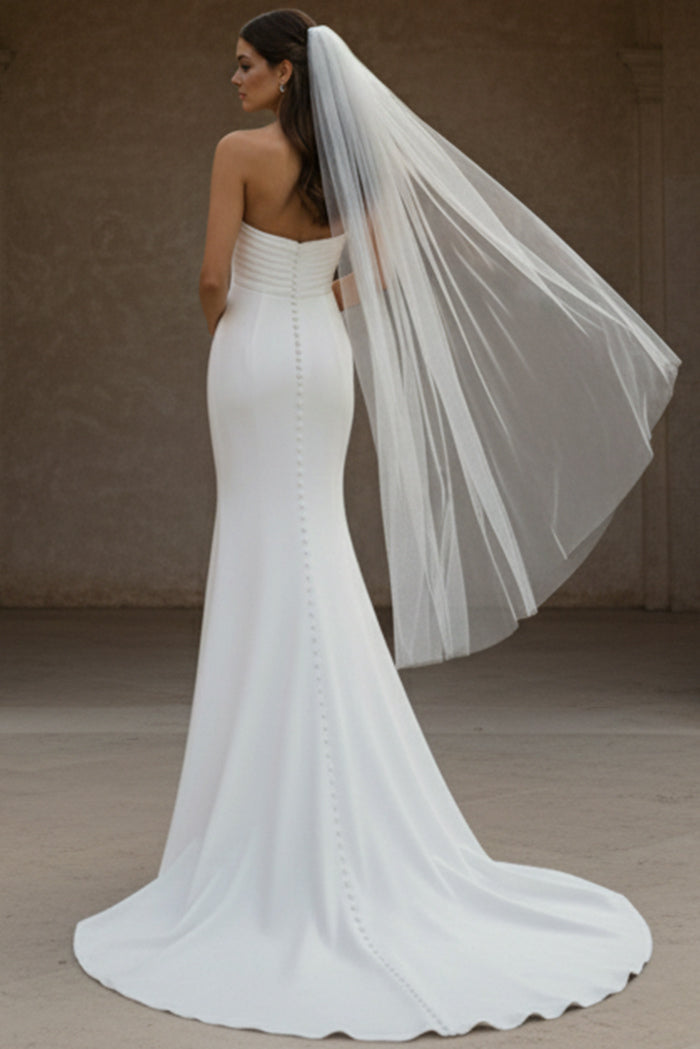 Strapless Floor-Length Crepe Wedding Mermaid Gown Jovani JB45671