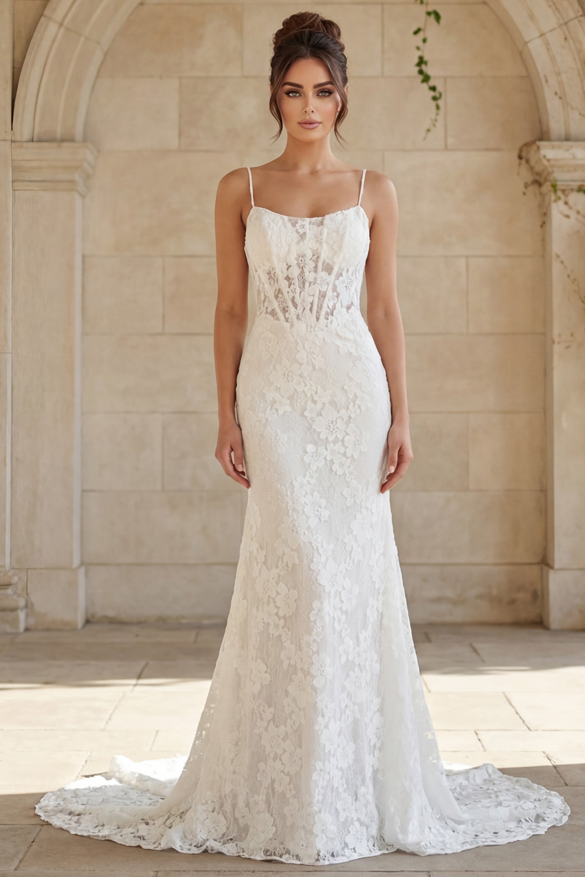 Scoop Floor-Length Lace Wedding Mermaid/Trumpet Jovani JB45719