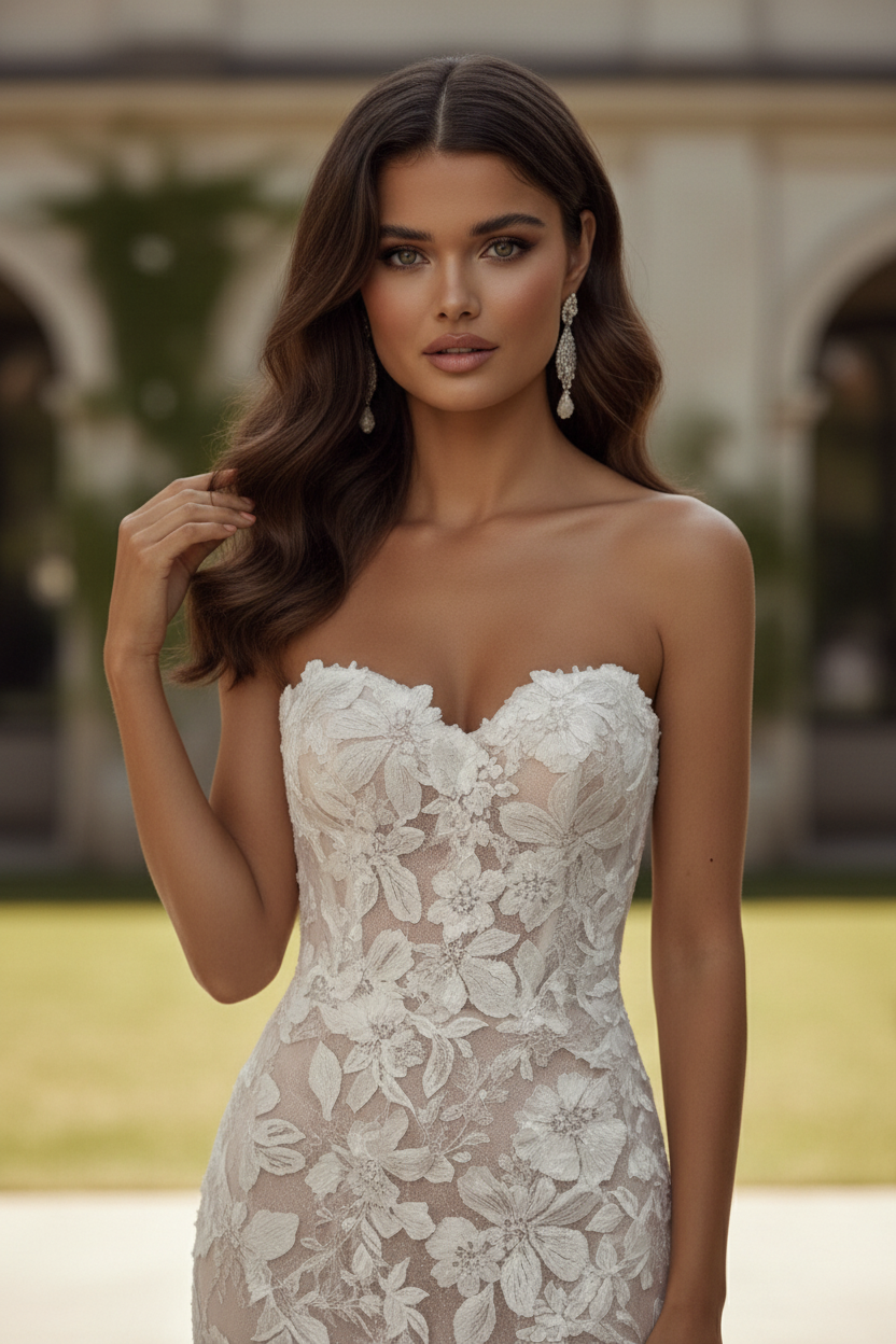 Strapless Floor-Length Tulle Wedding Mermaid/Trumpet Jovani JB99063