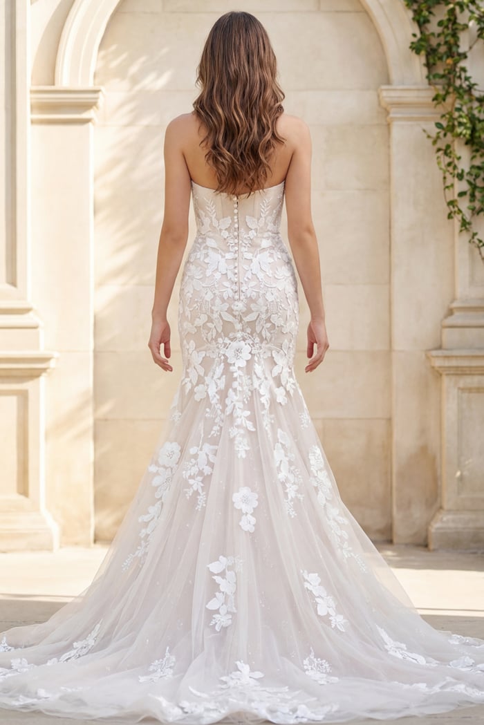 Strapless Floor-Length Tulle Wedding Mermaid/Trumpet Jovani JB99063